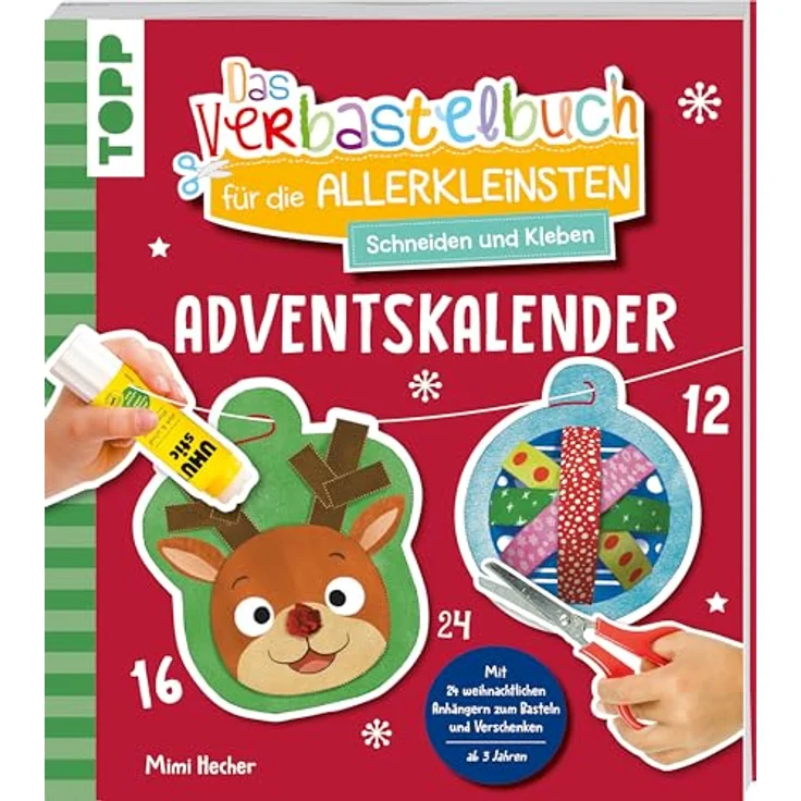 frechverlag GmbH Das Adventskalender-Verbastelbuch für die Allerkleinsten, 24 weihnachtliche Bastelprojekte für Kinder ab 3 Jahren, Schneiden und Kleben – Bild 1