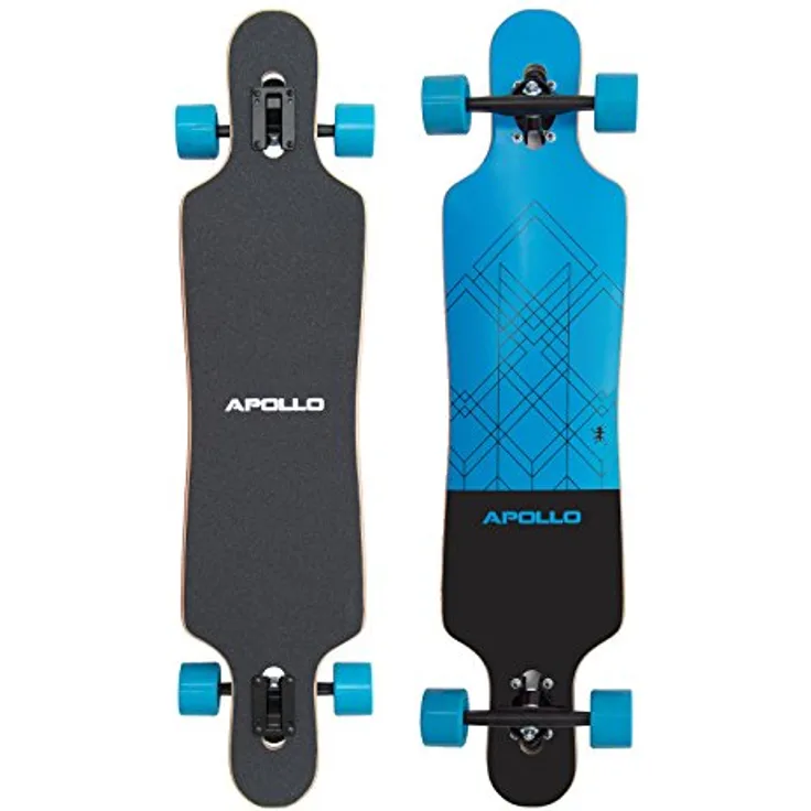 Apollo Longboard Kiribati Special Edition Komplettboard mit High Speed ABEC Kugellagern, inkl. Skate T-Tool, Drop Through Freeride Skaten Cruiser Boards, blau