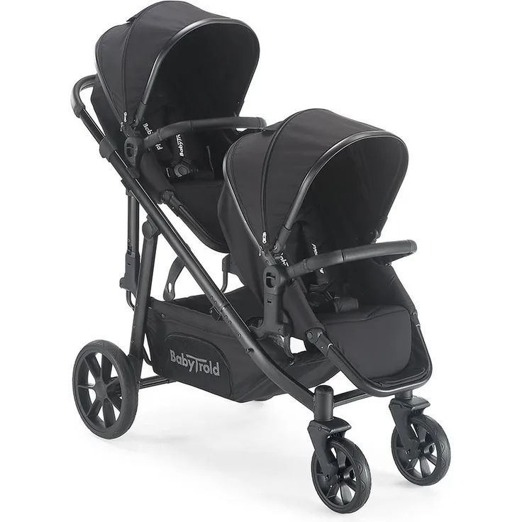 BabyTrold Nuuk Black Geschwisterwagen, flexibel und kompakt, für zwei Kinder, Premium-Design