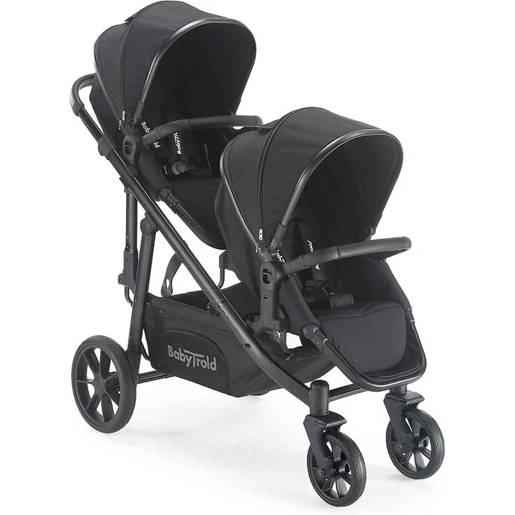 BabyTrold Nuuk Black Geschwisterwagen, flexibel und kompakt, für zwei Kinder, Premium-Design