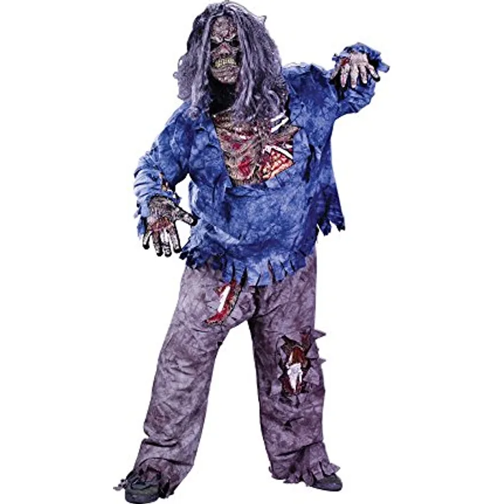 Fun World Division Zombie Kostüm, vierteilig inklusive Maske und zerrissenem Hemd, XL/XXL