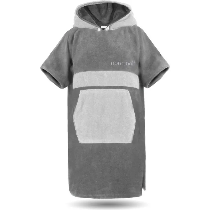 normani Badeponcho Bademantel Surfer Poncho, 110, 100% Baumwolle, Kapuze, große Bauchtasche mit Reißverschluss, saugstark, Blau - Preisvergleich