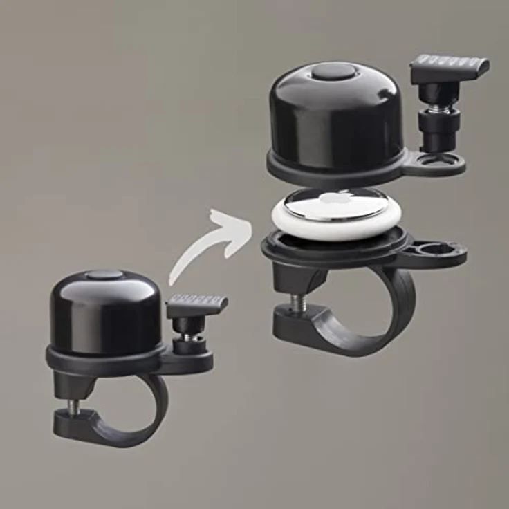 Hama Fahrradklingel AirBell® für Apple AirTag (AirTag Halterung, AirTag Befestigung, AirTag Versteck Fahrrad, Diebstahlschutz, Tracking, 85dB, 2,2cm Durchmesser) Schwarz – Bild 3