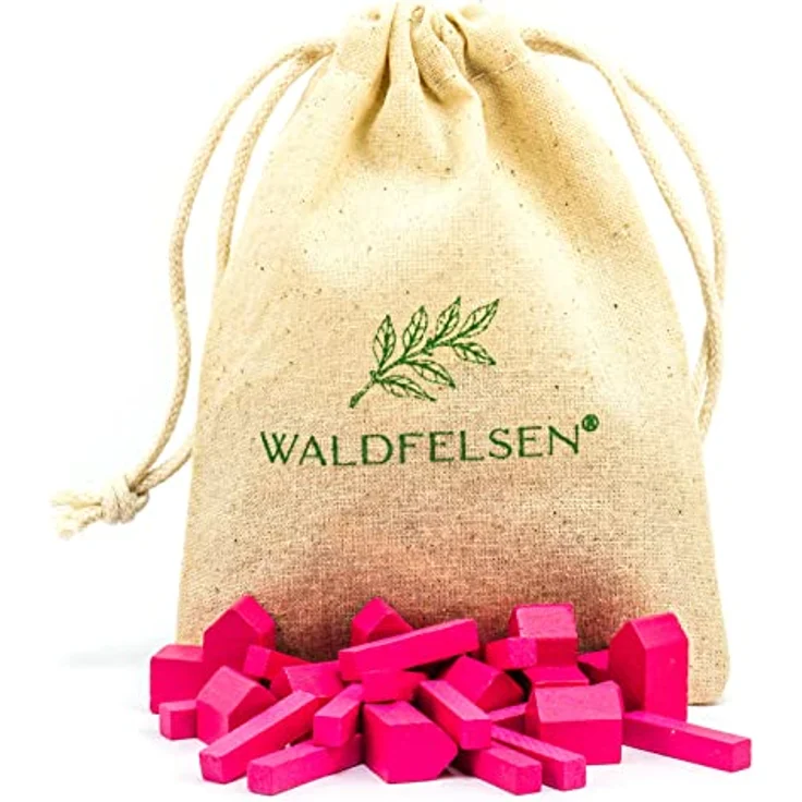 Waldfelsen® Hozfiguren für Die Siedler, 4 Städte, 5 Siedlungen und 15 Straßen aus massivem Holz, pink – Bild 3