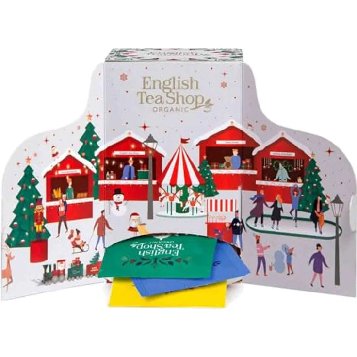 English Tea Shop ETS - Tee Adventskalender "Weihnachtsmarkt" weiß, 24 verschiedene BIO Tees aus kontrolliert biologischem Anbau – Bild 1