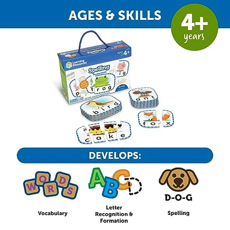 Learning Resources LER6086 Spelling Cards, Preschool Readiness, Self Correcting Puzzles, Ages 4+, Multi – Bild 6