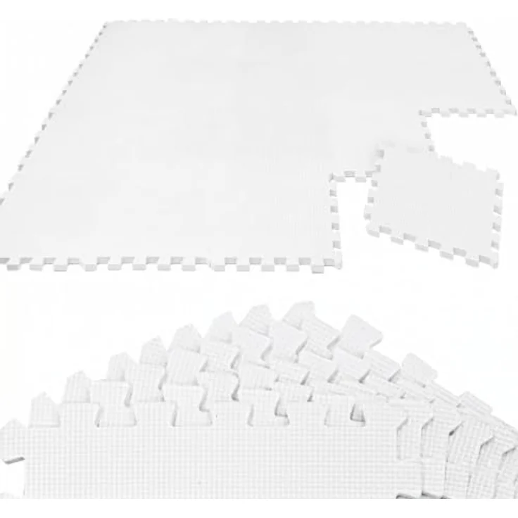 LittleTom Spielmatte Baby Puzzlematte Weiß, 18-teilig 180x90 cm, 1 cm dick, rutschfest und stoßdämpfend, pflegeleichte EVA Schaumstoff Bodenmatte für Kinder – Bild 1