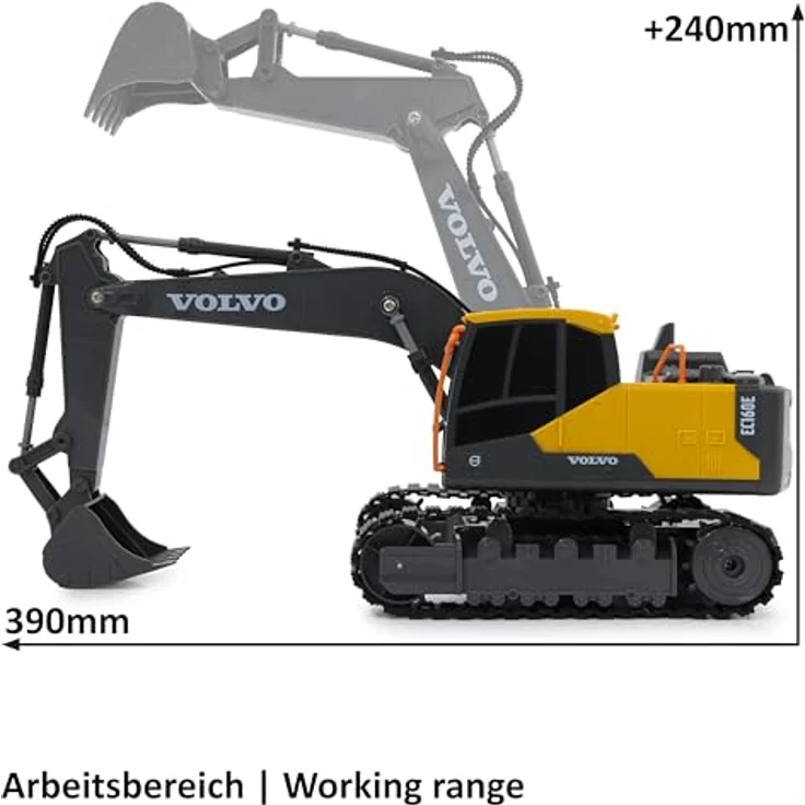 JAMARA Bagger Volvo EC160E 1:26 2,4GHz - 2,4GHz für Mehrspielerbetrieb, Offiziell lizenziert, Raupenantrieb, ferngesteuert – Bild 3