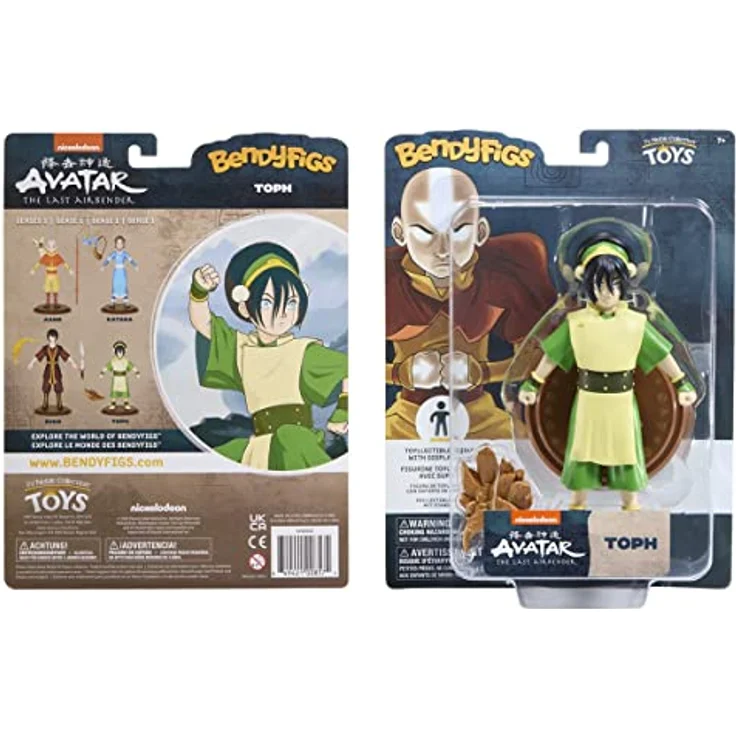 Noble Collection Avatar Der Herr der Elemente Bendyfigs Toph Beifong, 17 cm flexible Sammelfigur mit gebrandetem Sockel und Detailtreue, NOB8808 – Bild 2