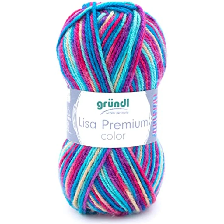 Gründl Lisa Premium color (Strick- & Häkelgarn mit wollähnlichem Charakter aus 100 % Polyacryl, 50 g / 133 m, Nadelstärke: 3,5 - 4,5, 1 x 50 g), petrol-mint-lila-color – Bild 1