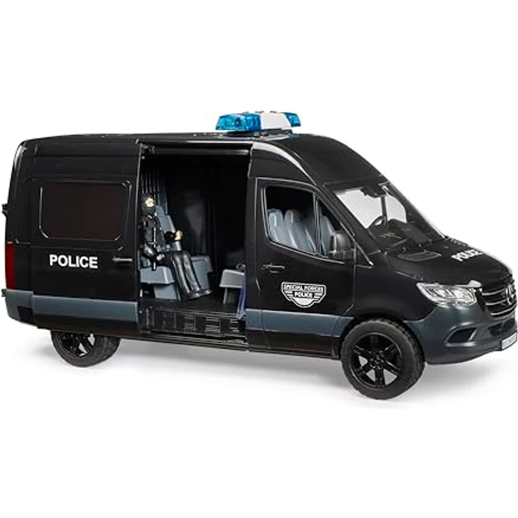Bruder MB Sprinter Police Special Forces, Spielzeugauto mit abgetrennter Zelle und Polizist, detailgetreue Nachbildung – Bild 4