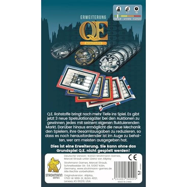 Strohmann Games Q.E. – Rohstoffe [Erweiterung], Familienspiel für 3-5 Spieler, neue Spekulationsgüter, ab 10 Jahren – Bild 3