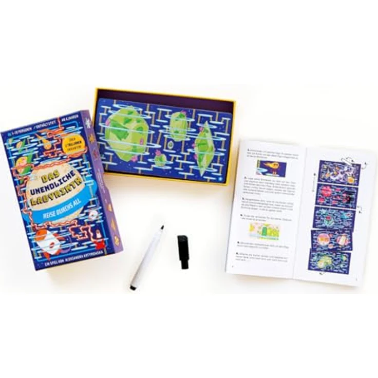 Laurence King Das unendliche Labyrinth. Reise durchs All, Brettspiel mit abwischbarem Stift und über 2 Trillionen Varianten – Bild 5