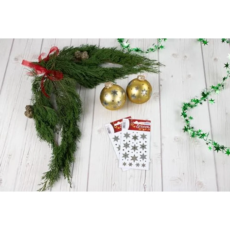 HERMA Sticker DECOR Weihnachten, selbstklebende Sterne in Silber und Gold, 1 Blatt – Bild 3