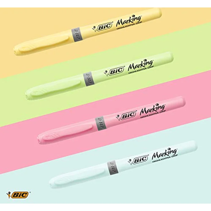 BIC Pastell Textmarker, Highlighter in 4 verschiedenen Pastellfarben, Strichstärke: 1.6mm - 3.3mm, mit Austrocknungsschutz, bunt – Bild 4