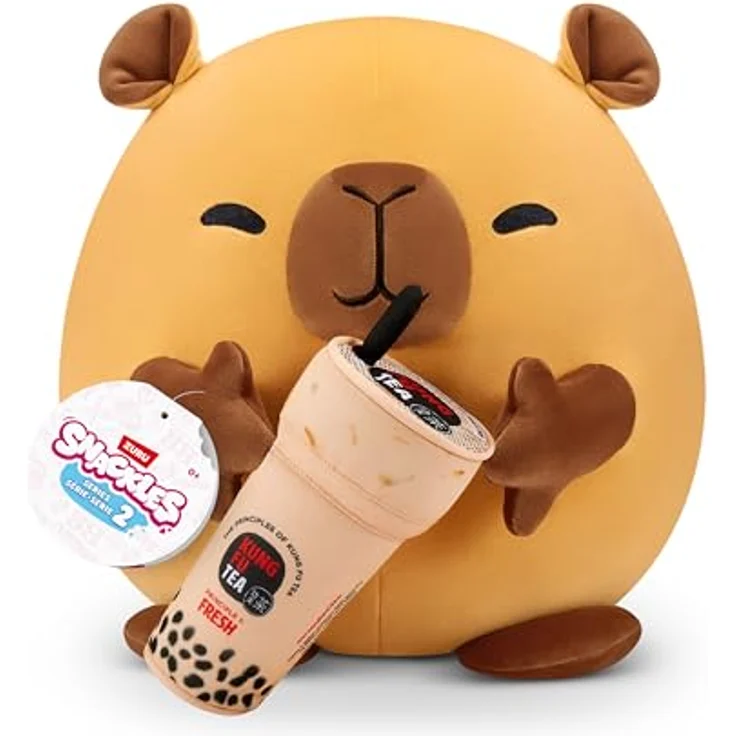 Snackles Series 2 Capybara, 20 cm kuschelig-weiches Plüschspielzeug mit lizenziertem Snackmarken-Accessoire (Kung Fu Tea, Bubble Tea) – Bild 1