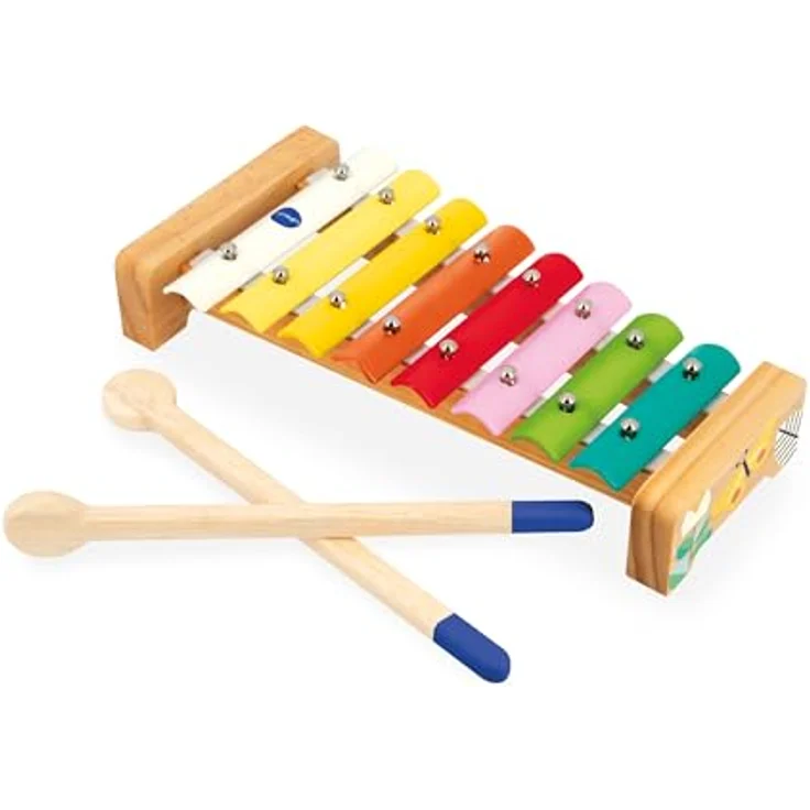 Janod Gioia Musikset 4 Kinderinstrumente aus FSC-Holz, Rollenspiel und Musikalische Früherziehung, Wasserfarbe, Ab 18 Monaten – Bild 4