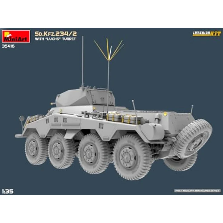 Other 1:35 Sd.Kfz.234/2 mit Luchs Turm, Modellfahrzeug mit detailliertem Interieur und Photoätzteilen, zwei Varianten darstellbar – Bild 8