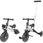 Lemodo Dreirad weiß mit Schiebestange – Laufrad höhenverstellbar für Kleinkinder 1-5 Jahre, belastbar bis 60 kg