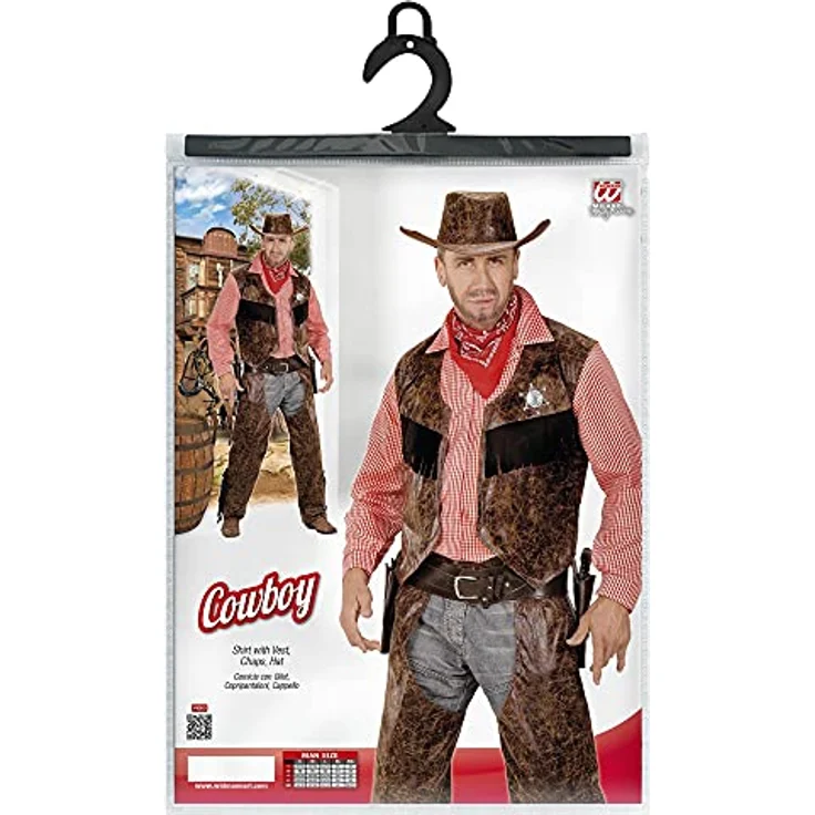 W WIDMANN MILANO Party Fashion - Cowboy Kostüm, Wilder Westen, Größe L, mit Shirt, Weste, Chaps und Hut – Bild 2