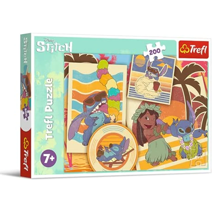 Trefl 13304 Lilo & Stitch, Musische Welt 200 Elemente-Buntes Puzzle mit Helden der Fernsehserie, Spiel für Kinder ab 7 Jahren, Mehrfarbig – Bild 1