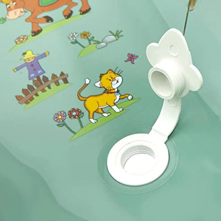 keeeper Funny Farm Ergonomische Babywanne mit Stöpsel, Ab 0 bis ca. 12 Monate, 84 cm, Maria, Nordic Green – Bild 5