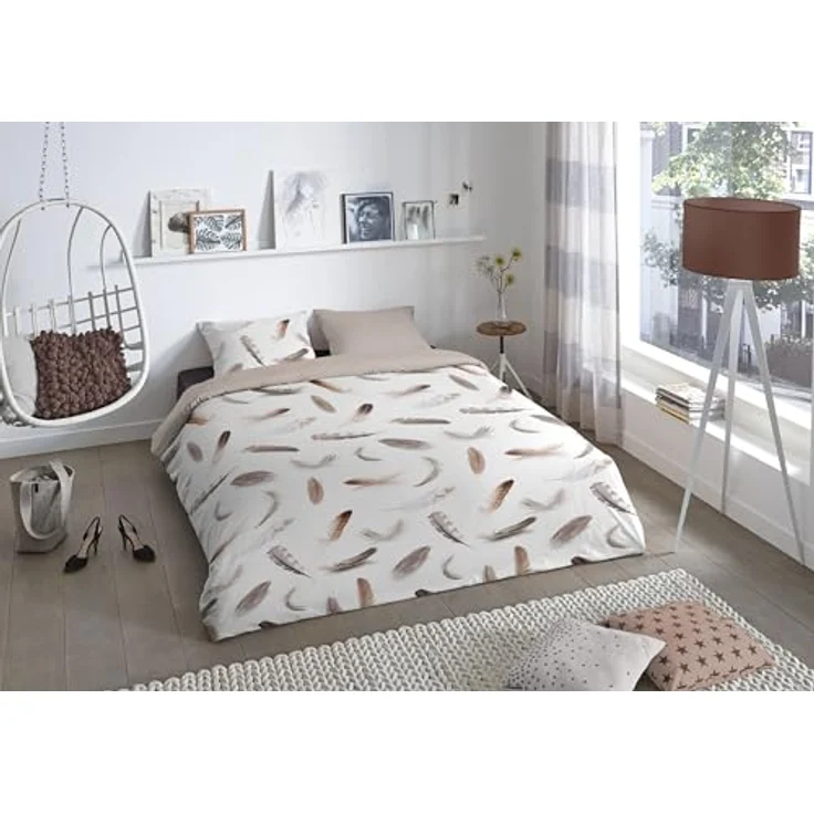 Traumschloss Comfort Flanell Bettwäsche »Feathers«, 155x220 & 80x80, 100% Baumwolle, wärmend & kuschelig, weiß – Bild 3