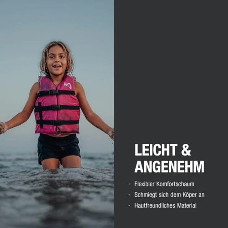 MESLE Schwimmweste Kinder Sportsman, 50N Auftriebsweste mit 3 verstellbaren Gurten für SUP, Kajak & Wassersport, für Mädchen & Jungs 7-10 Jahre, Brustumfang 64-74 cm – Bild 5