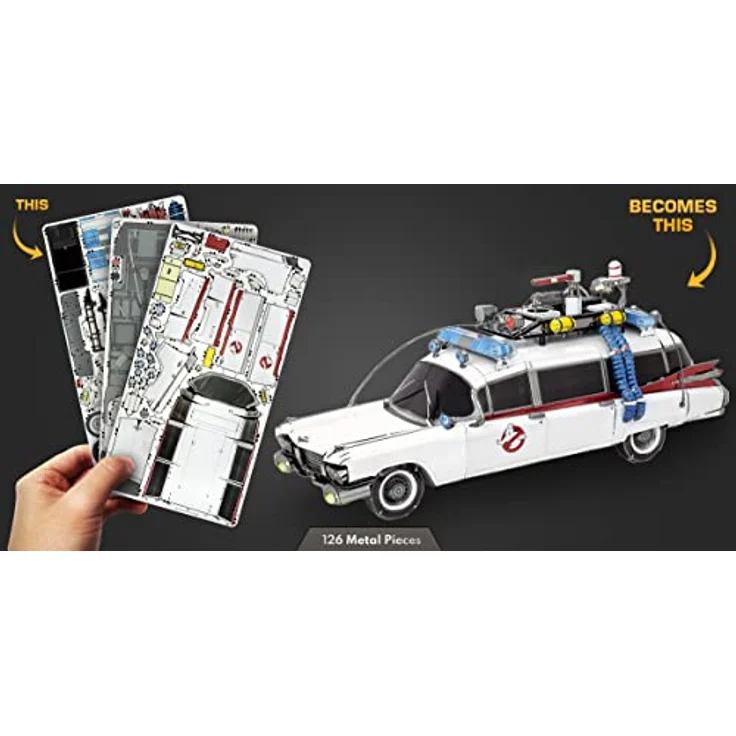 Fascinations Metal Earth ICX230 Ghostbusters Cadillac ECTO-1, lasergeschnittener 3D-Konstruktionsbausatz aus Metall, DIY Modellbausatz mit 3 Metallplatinen, ab 14 Jahren – Bild 2