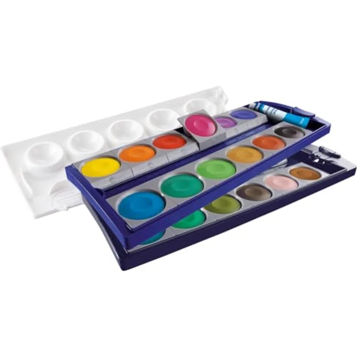 Pelikan Farbkasten K24®, 24 Qualitätsfarben und Deckweiß, abnehmbarer Deckel mit großen Mischtöpfen – Bild 2