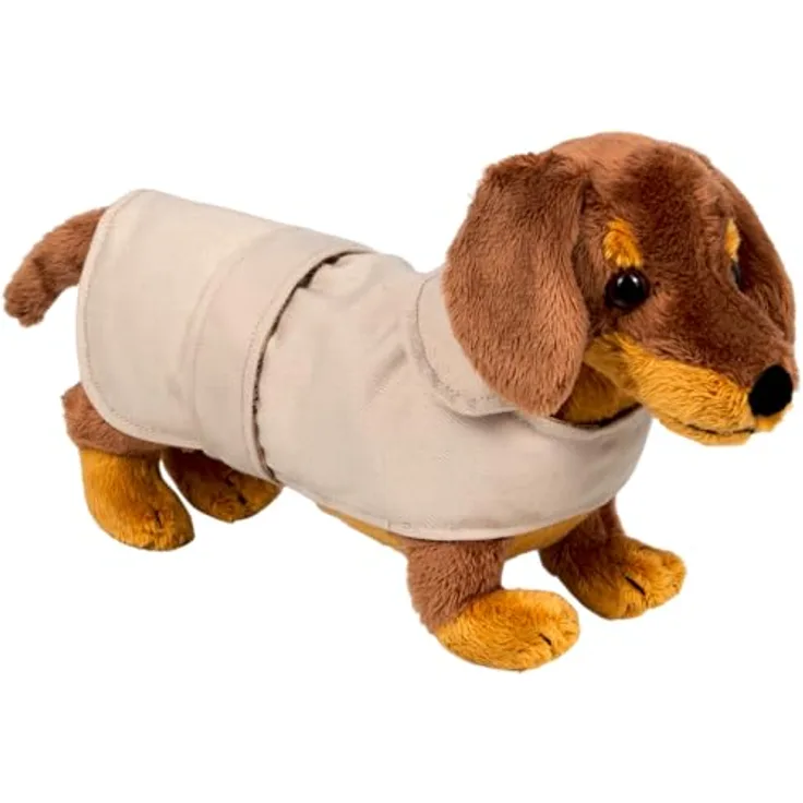 Coppenrath Verlag Dackel Watson, Kuscheltier mit abnehmbarem Mantel, ca. 25 cm, Plüsch aus 100 % Polyester