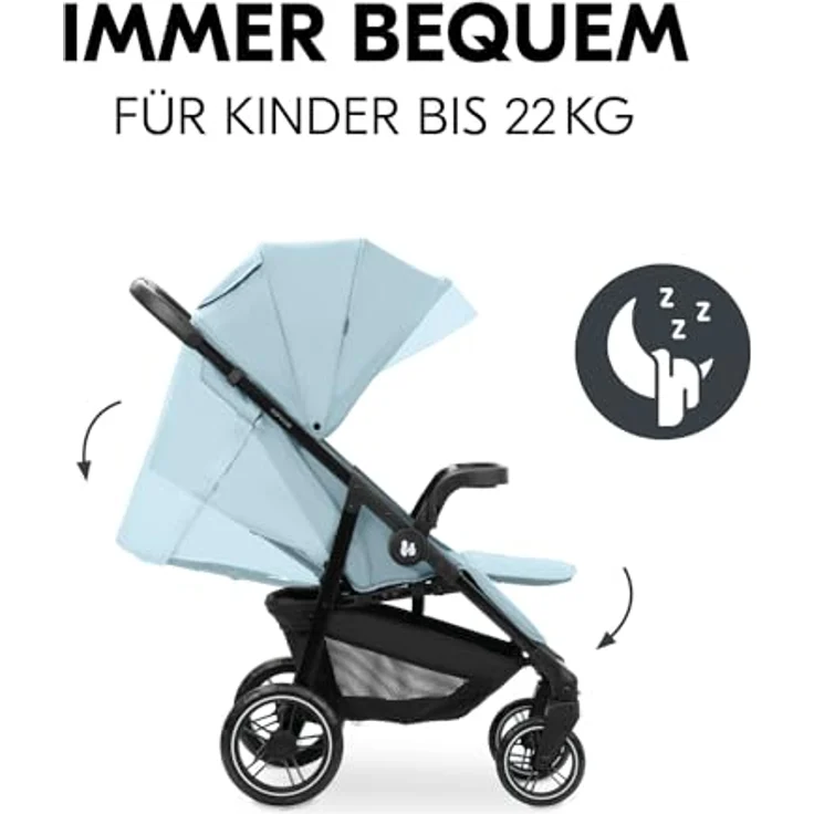 Hauck Kinderwagen Shop N Care, Klappbuggy bis 25 kg mit Liegefunktion, Getränkehalter und Snack Tablett, Klein Zusammenklappbar, Sonnenverdeck (UPF 50+), XL Korb (Dusty Blue) - Preisvergleich – Bild 4