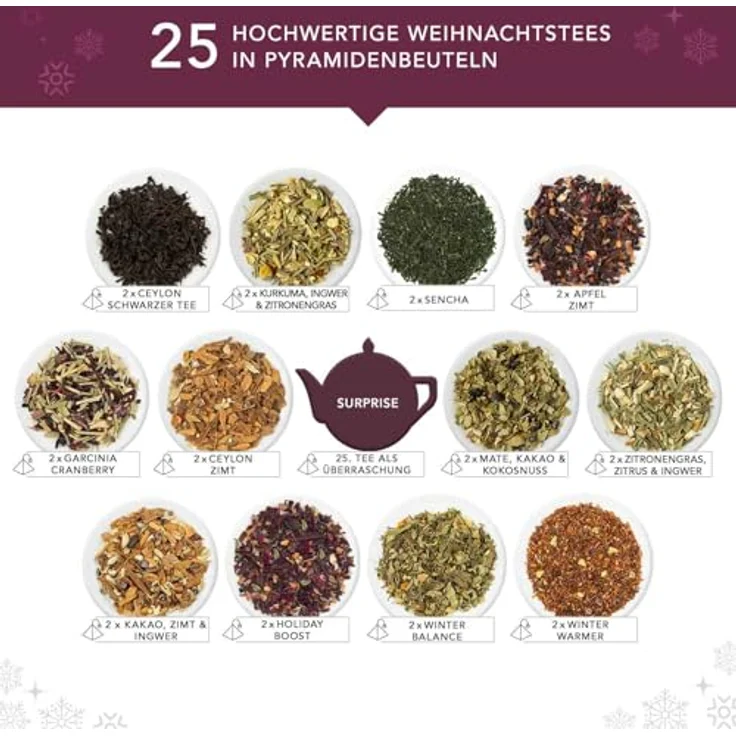 English Tea Shop ETS BIO Tee Adventskalender "Santa's Secret", kompostierbare Pyramidenbeutel, aufhängbar oder liegend – Bild 3