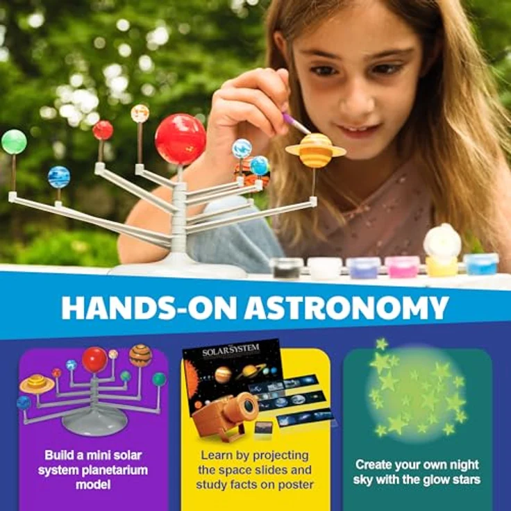 4M Zestaw edukacyjny Odkrywanie kosmosu, Lernset zur Weltraumforschung mit Planetariumsmodell und Projektor – Bild 6