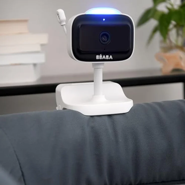 BÉABA Zen Nomad, drahtloses Babyphone mit Kamera, Nachtsicht, Mobile App, mehrfarbigem Nachtlicht, Walkie Talkie, Thermometer, 6h Akkulaufzeit, Weiß – Bild 2