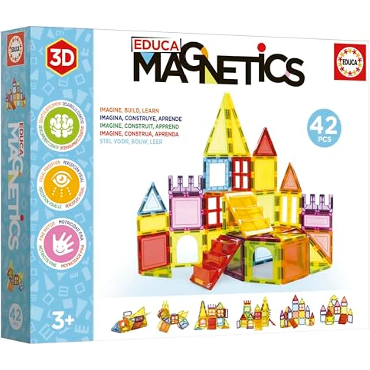 Educa Magnetic, 42-teiliger 3D-Baukasten aus hochwertigen Magnetbausteinen, STEM-Spielzeug für kreative Bauten, sicher für Kinder ab 3 Jahren – Bild 5