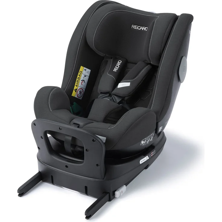 Recaro Reboarder-Kindersitz Salia 125 i-Size KID ab 3 Monate bis 7 Jahre (61 cm - 125 cm) drehbar mit Isofix-Basis - Fibre Black, verbesserte Sicherheit nach i-Size Norm, 360° Rotationsmöglichkeit, Komfort-Sitzschaum und Air Ventilation System