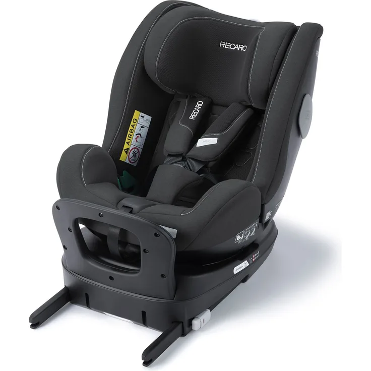 Recaro Reboarder-Kindersitz Salia 125 i-Size KID ab 3 Monate bis 7 Jahre (61 cm - 125 cm) drehbar mit Isofix-Basis - Fibre Black, verbesserte Sicherheit nach i-Size Norm, 360° Rotationsmöglichkeit, Komfort-Sitzschaum und Air Ventilation System