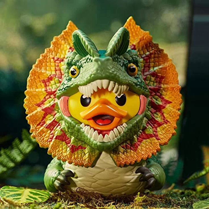 TUBBZ Box-Ausgabe Dilophosaurus, Sammler-Vinyl-Gummiente Figur, 9 cm groß, offizielles Jurassic World Rebirth Merchandise – Bild 3