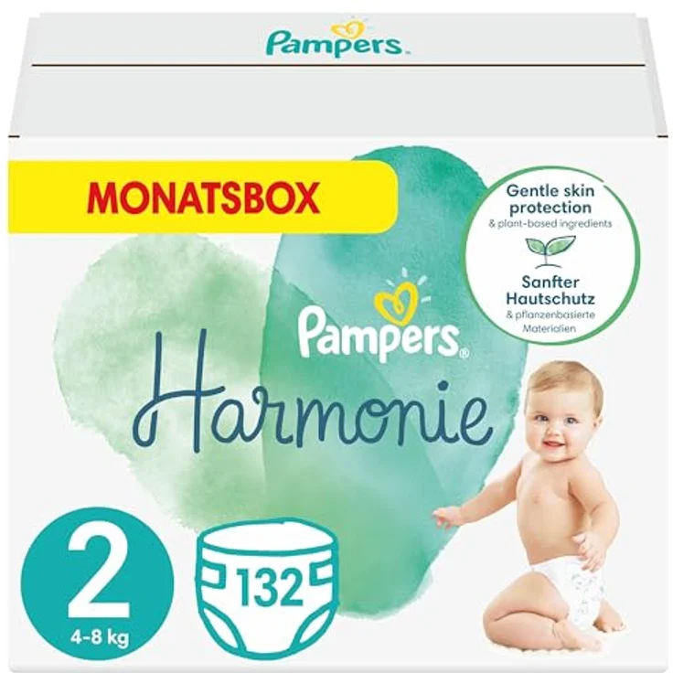 Pampers Harmonie Gr. 2 Mini, 4-8 kg, Monatsbox (1x 132 Windeln) – Bild 2