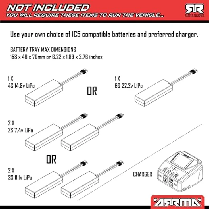 ARRMA KRATON 4X4 1/8 V6 Brushless RC Truck RTR, 6S BLX Speed Truck mit clipless-Schnellverschluss, Blau/Orange – Bild 2