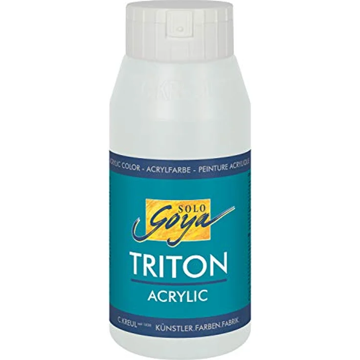 KREUL Solo Goya Triton Acrylfarbe silber, 750 ml Flasche, schnell matt trocknend, Wasserbasis, studioqualität, vielseitig einsetzbar, gut deckend und ergiebig – Bild 1