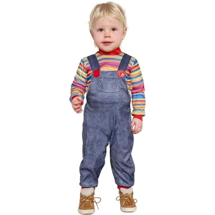 FIESTAS GUIRCA Teuflisches Chucky Babykostüm, T-Shirt und Overall für Babys 12-18 Monate, feuerhemmendes Polyester, bunt