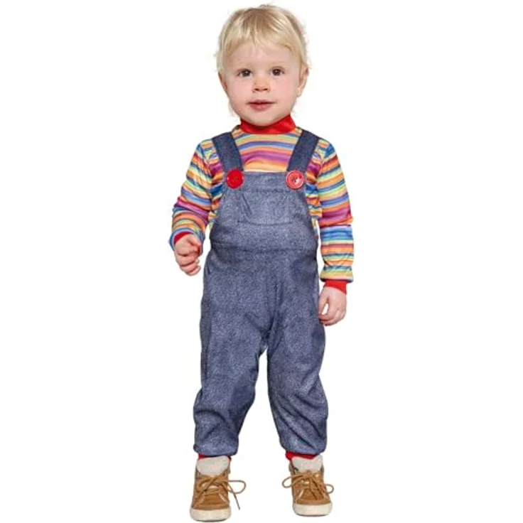 FIESTAS GUIRCA Teuflisches Chucky Babykostüm, T-Shirt und Overall für Babys 12-18 Monate, feuerhemmendes Polyester, bunt – Bild 1