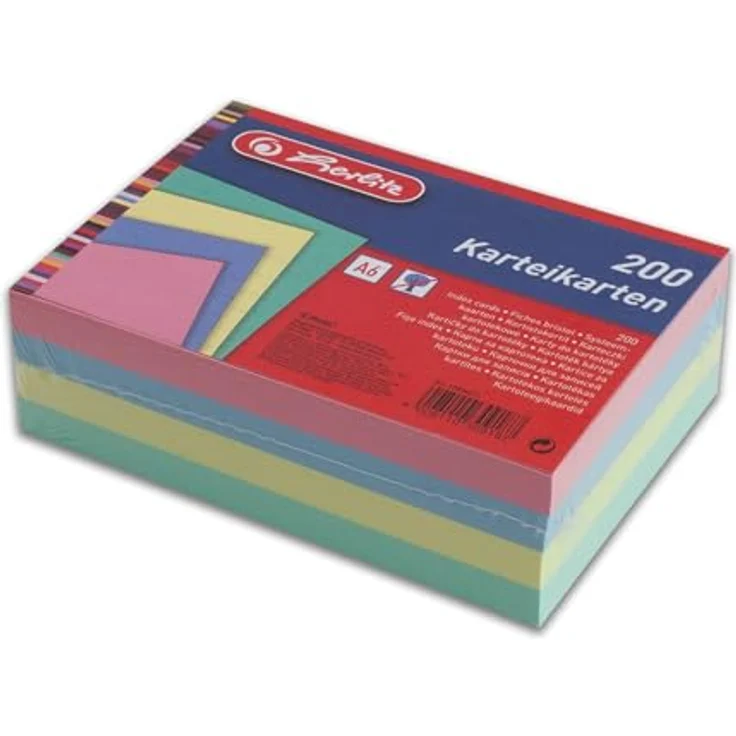 Herlitz Karteikarte A6 liniert gr/gl/ro/bl 200er Packu (10836211) - Preisvergleich – Bild 3