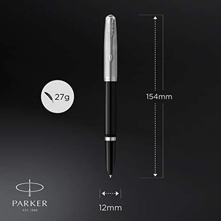 Parker Füller 51 C.C. F, Palladium, Schwarz, handmontiert, aus strapazierfähigem Edelharz – Bild 3