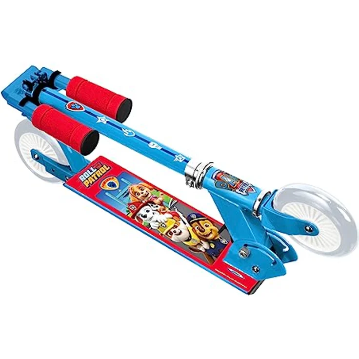 Stamp ZUSAMMENKLAPPBARER Scooter PAW Patrol, Blue/RED, NC - Foldable scooter, safe folding mechanism, ABEC 5 ball bearing, rear foot brake, adjustable height, non-slip aluminum deck, foam handles – Bild 2