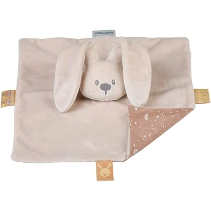Nattou Schmusetuch Glow in the Dark 28 cm, Hase Lapidou in Sand, waschbar und mit Schnullerbefestigung – Bild 1