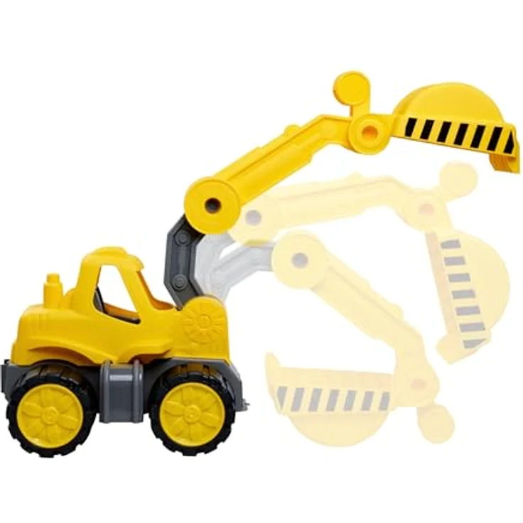 BIG Power Worker – Classic Bagger (21cm) mit beweglichem Baggerarm und Softreifen, Spielzeugauto für Kinder ab 2 Jahren, Gelb – Bild 2