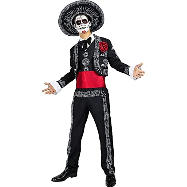 Funidelia Mariachi Kostüm für Herren Tag der Toten, Halloween, Horror - Größe XL, Schwarz – Bild 4